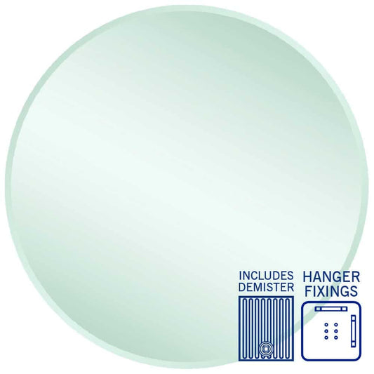 Kent 18Mm Bevel Round Mirror - 900Mmø With Hangers And Demister