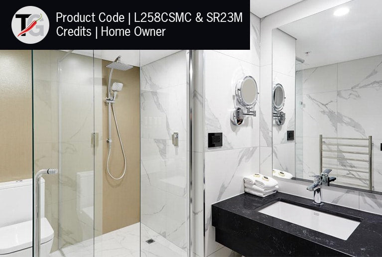 1 & 8x Magnification Chrome Wall Mounted Shaving Mirror, 200mm Diameter with Concealed Wiring