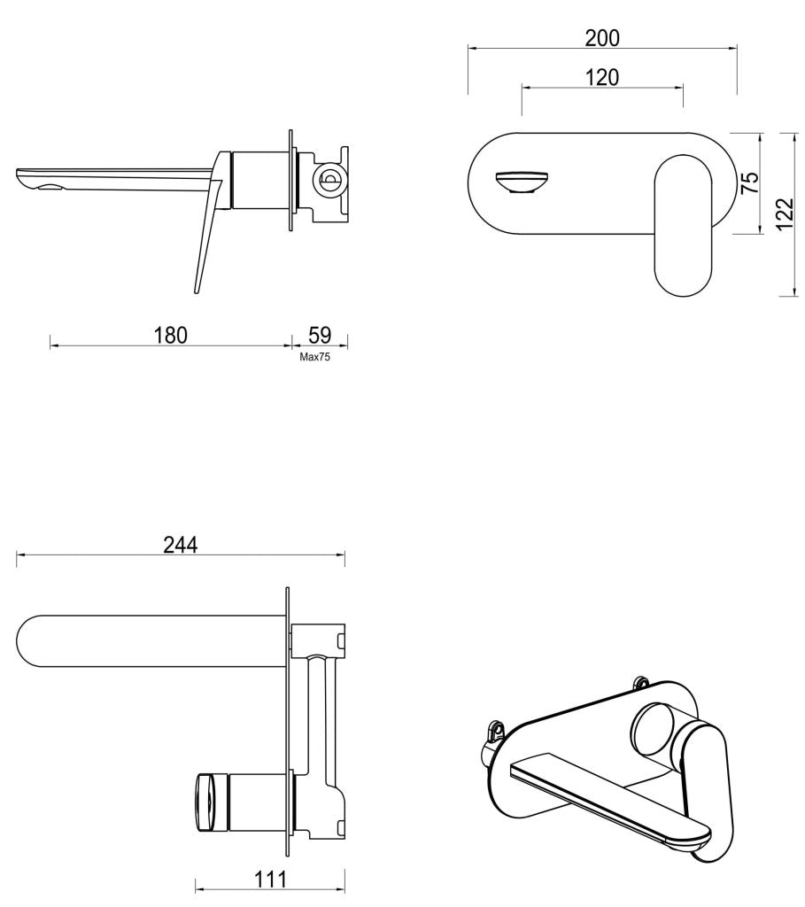 Lantra Wall-Spout Combo - 1P - TRIM KIT ONLY