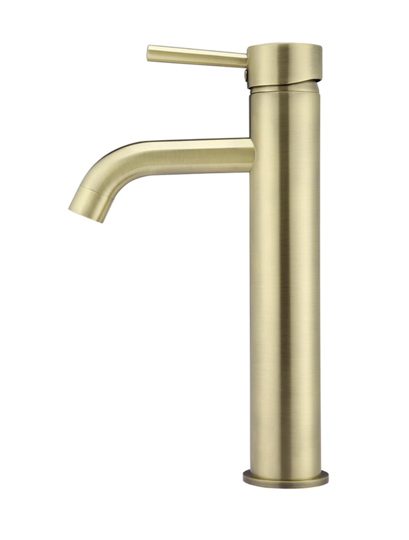 Round Tall Curved Basin Mixer - PVD Tiger Bronze