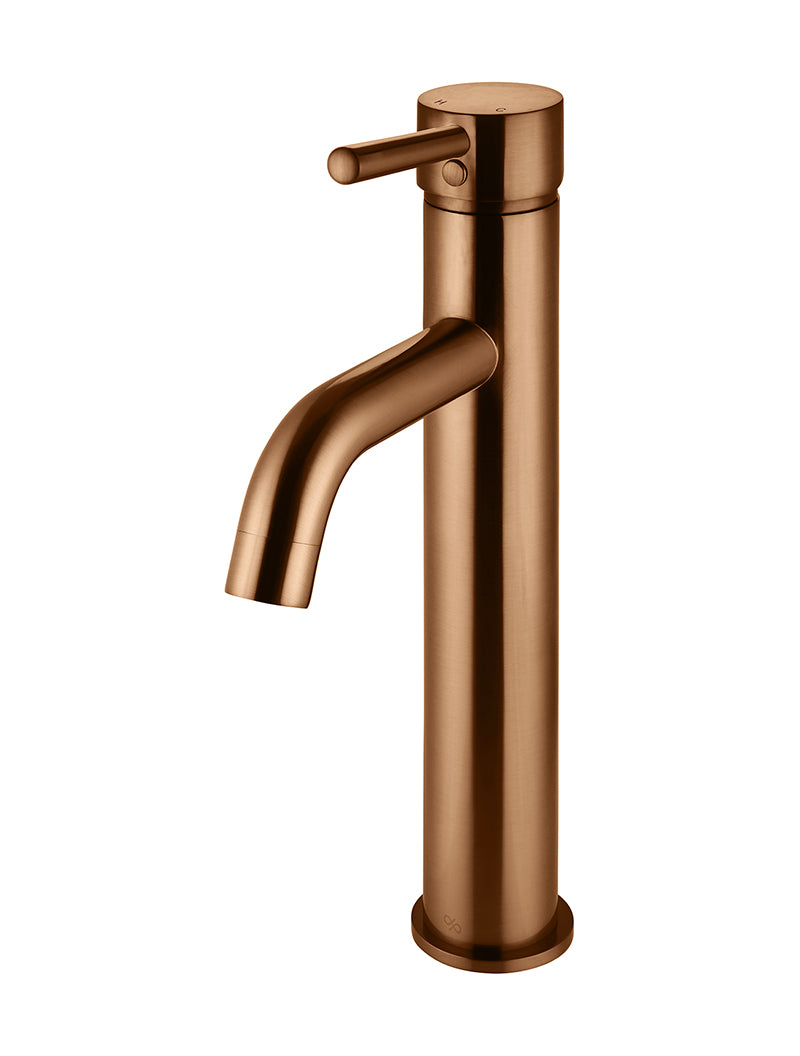 Round Tall Basin Mixer Curved - Lustre Bronze