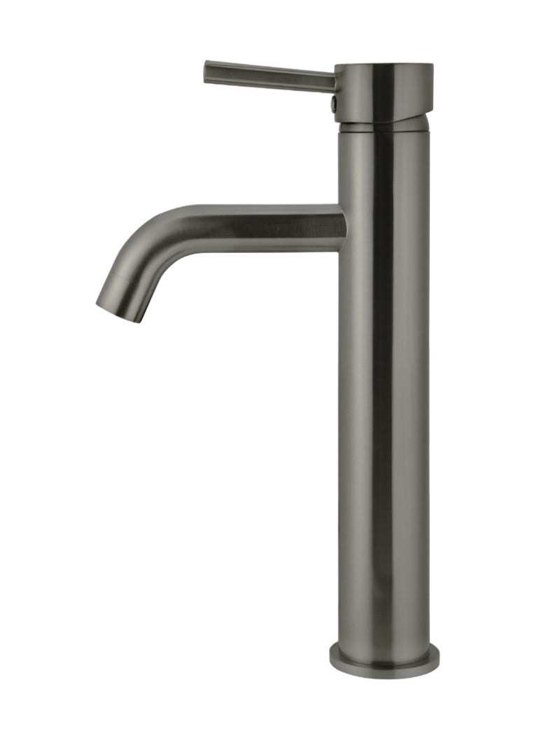 Round Tall Curved Basin Mixer - Shadow Gunmetal