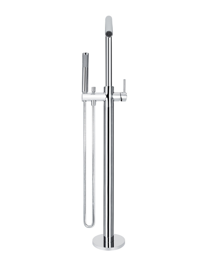 Round Freestanding Bath Spout and Hand Shower - Polished Chrome