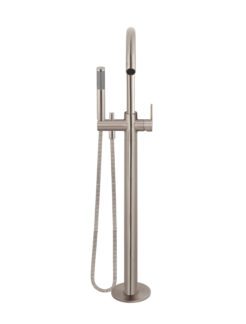 Round Paddle Freestanding Bath Spout and Hand Shower - Champagne