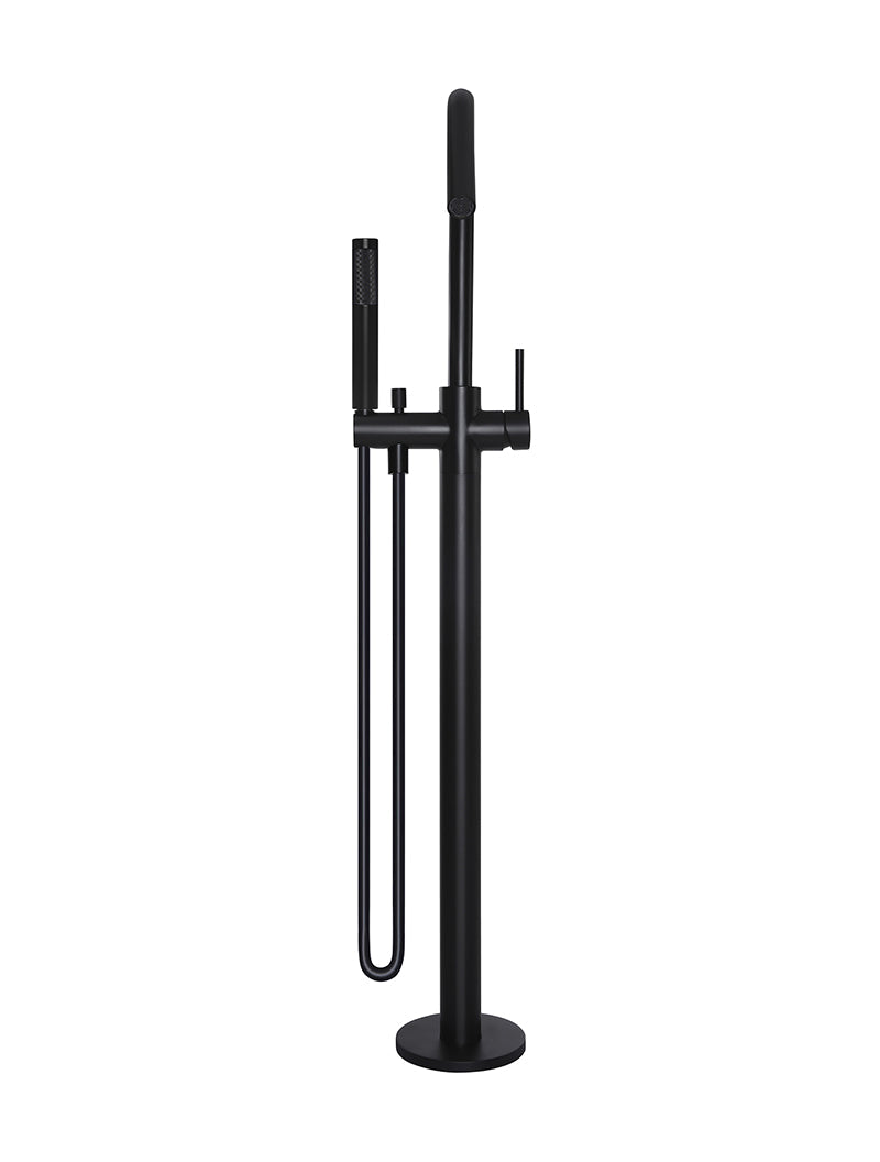 Round Paddle Freestanding Bath Spout and Hand Shower - Matte Black