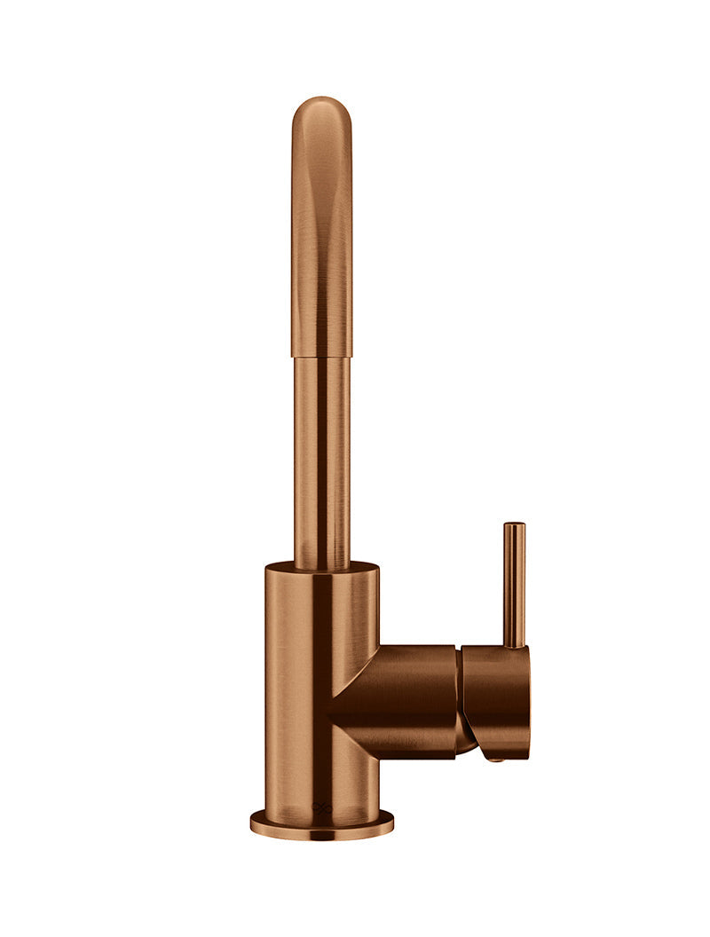 Round Gooseneck Basin Mixer with Cold Start - Lustre Bronze