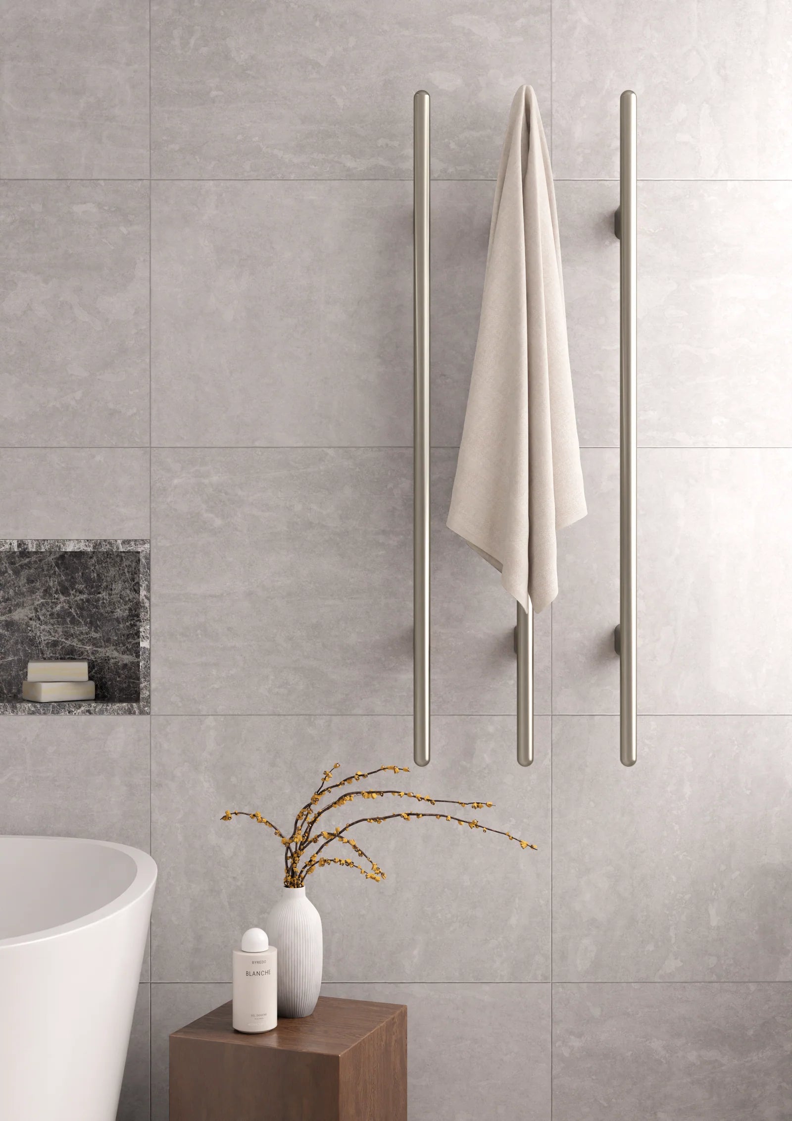 Heated Vertical Towel Rail - PVD Tiger Bronze