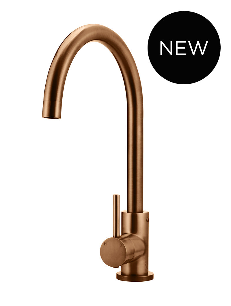 Round Gooseneck Kitchen Mixer Tap - Lustre Bronze