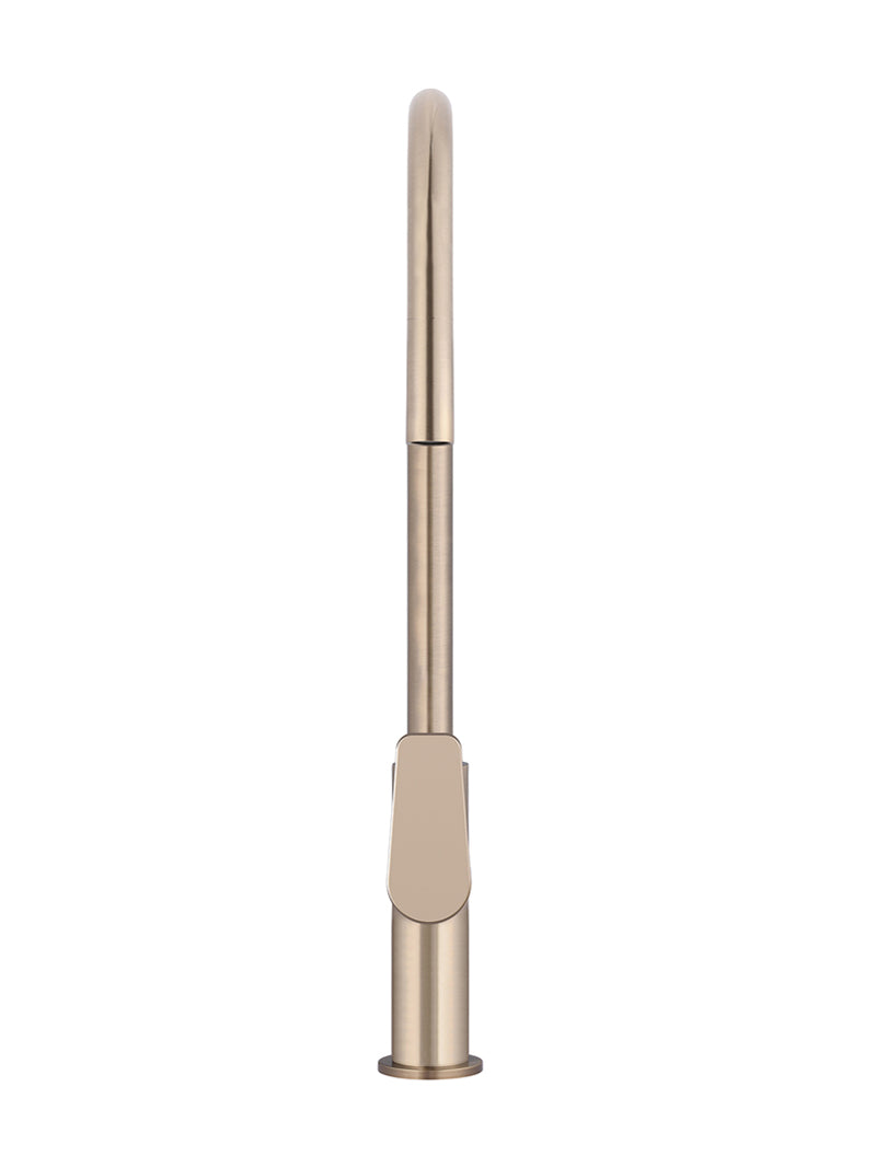 Round Paddle Piccola Pull Out Kitchen Mixer Tap - Champagne