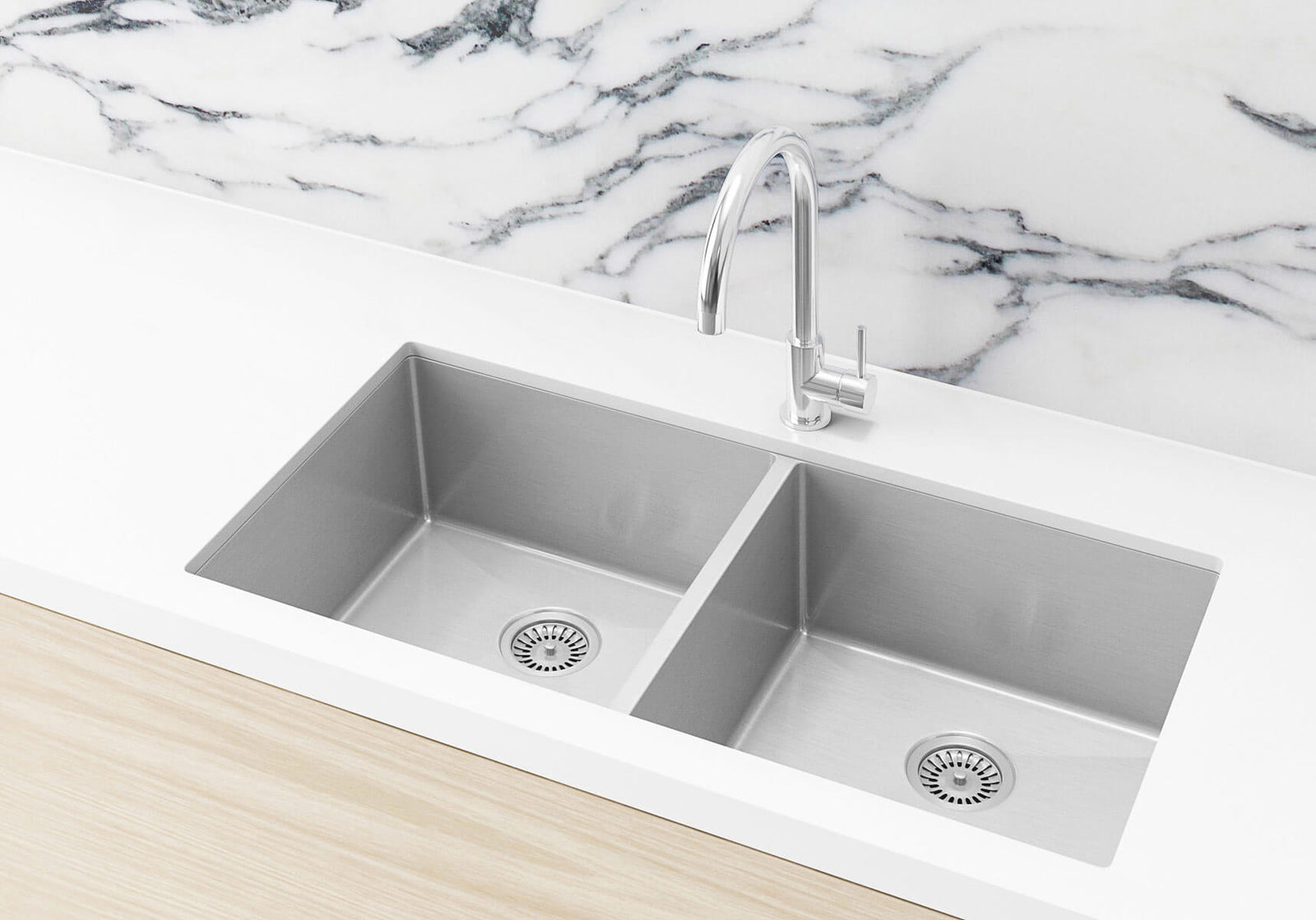 Kitchen Sink - Double Bowl 860 x 440 - PVD Brushed Nickel
