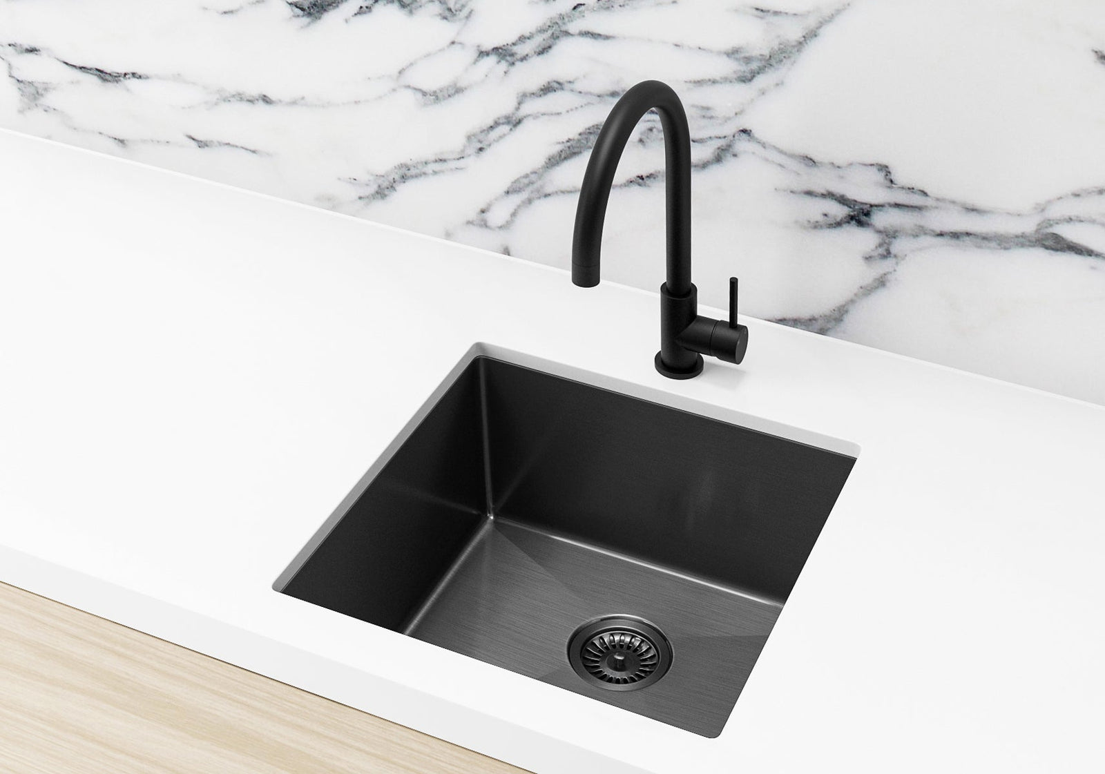 Lavello Kitchen Sink - Single Bowl 450 x 450 - PVD Gunmetal Black