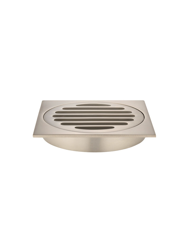 Square Floor Grate Shower Drain 100mm outlet - Champagne