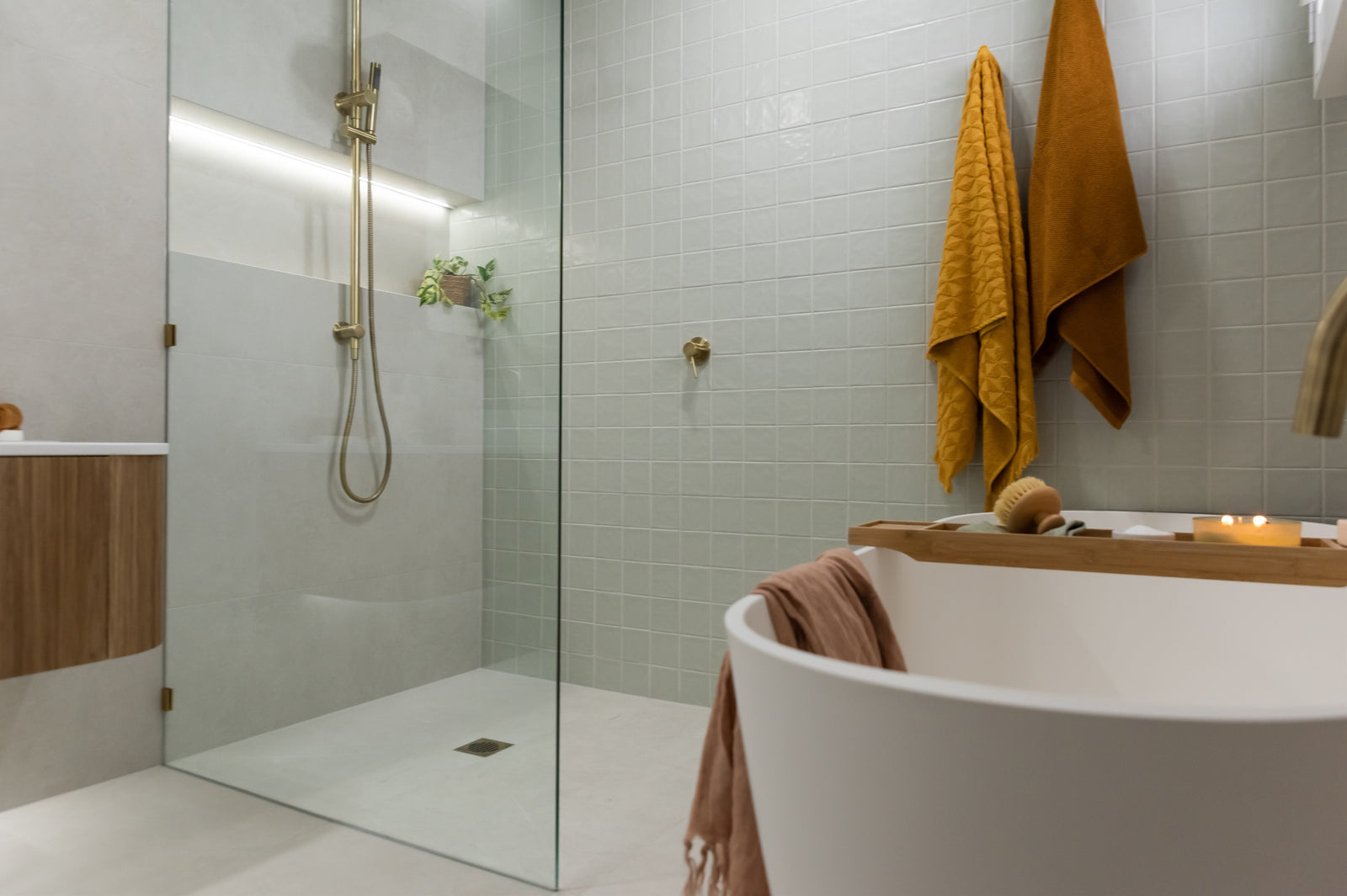 Square Floor Grate Shower Drain 100mm outlet - PVD Tiger Bronze