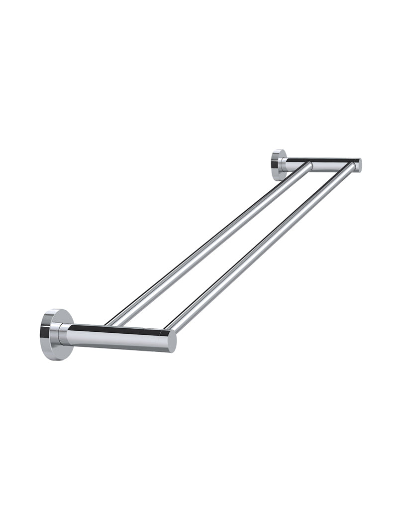 Round Double Towel Rail 600mm - Polished Chrome