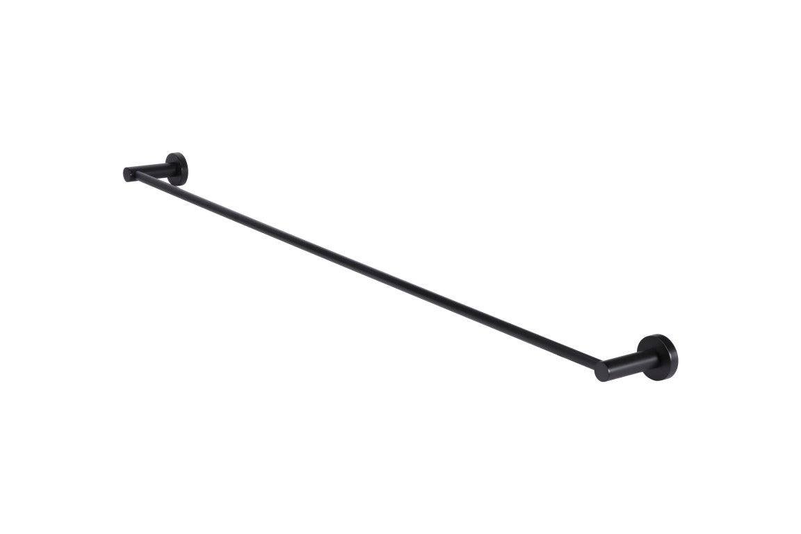 Round Single Towel Rail - Matte Black