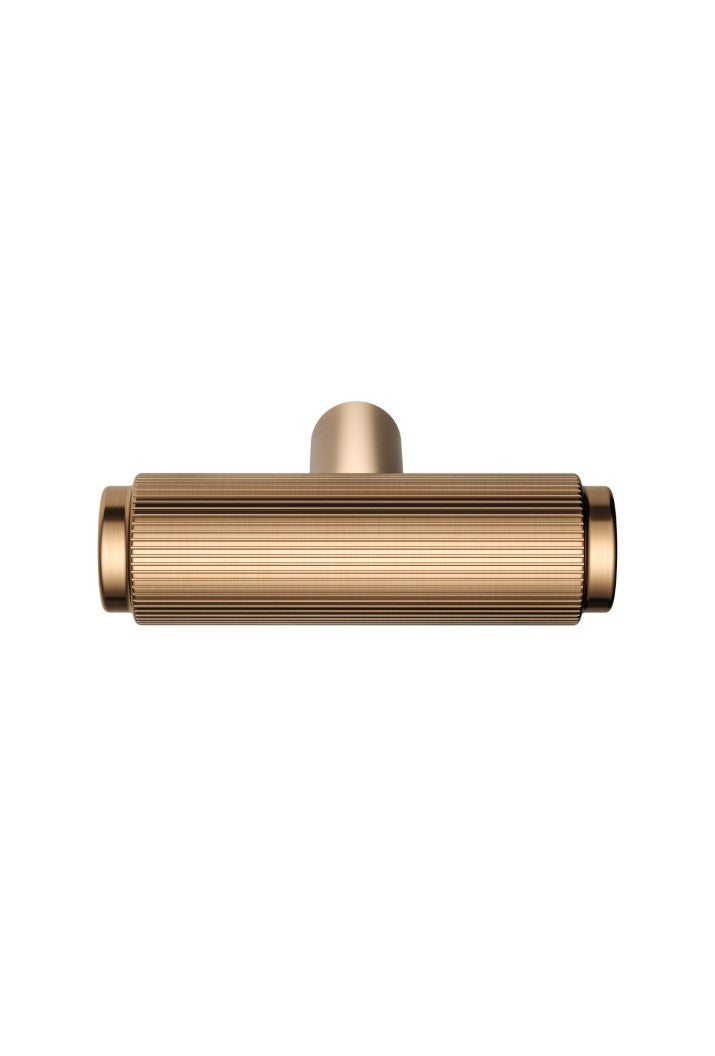 Öppen T-Pull Cabinet Handle (Linear Knurled) - Lustre Bronze