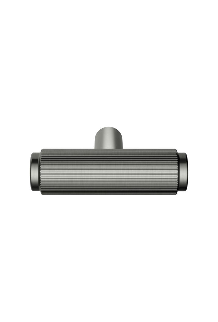 Öppen T-Pull Cabinet Handle (Linear Knurled) - Shadow Gunmetal
