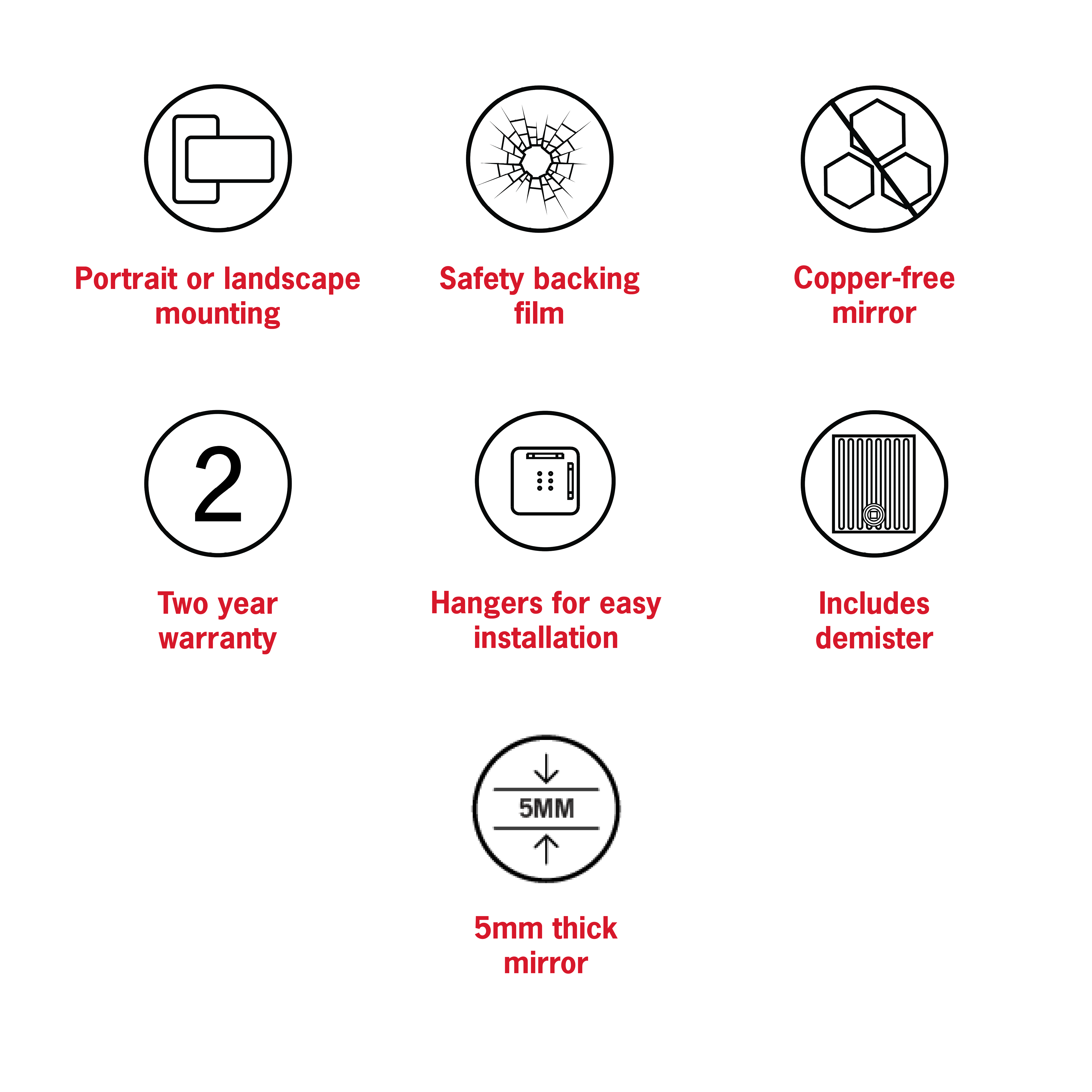 Montana Rectangle 25mm Bevel Edge Mirror - 1500x900mm with Hangers and Demister