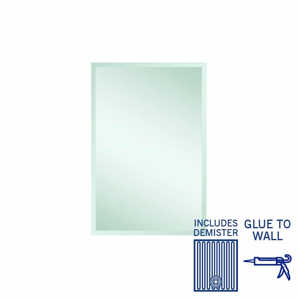 Montana Rectangle 25Mm Bevel Edge Mirror - 600X900Mm Glue-To-Wall And Demister
