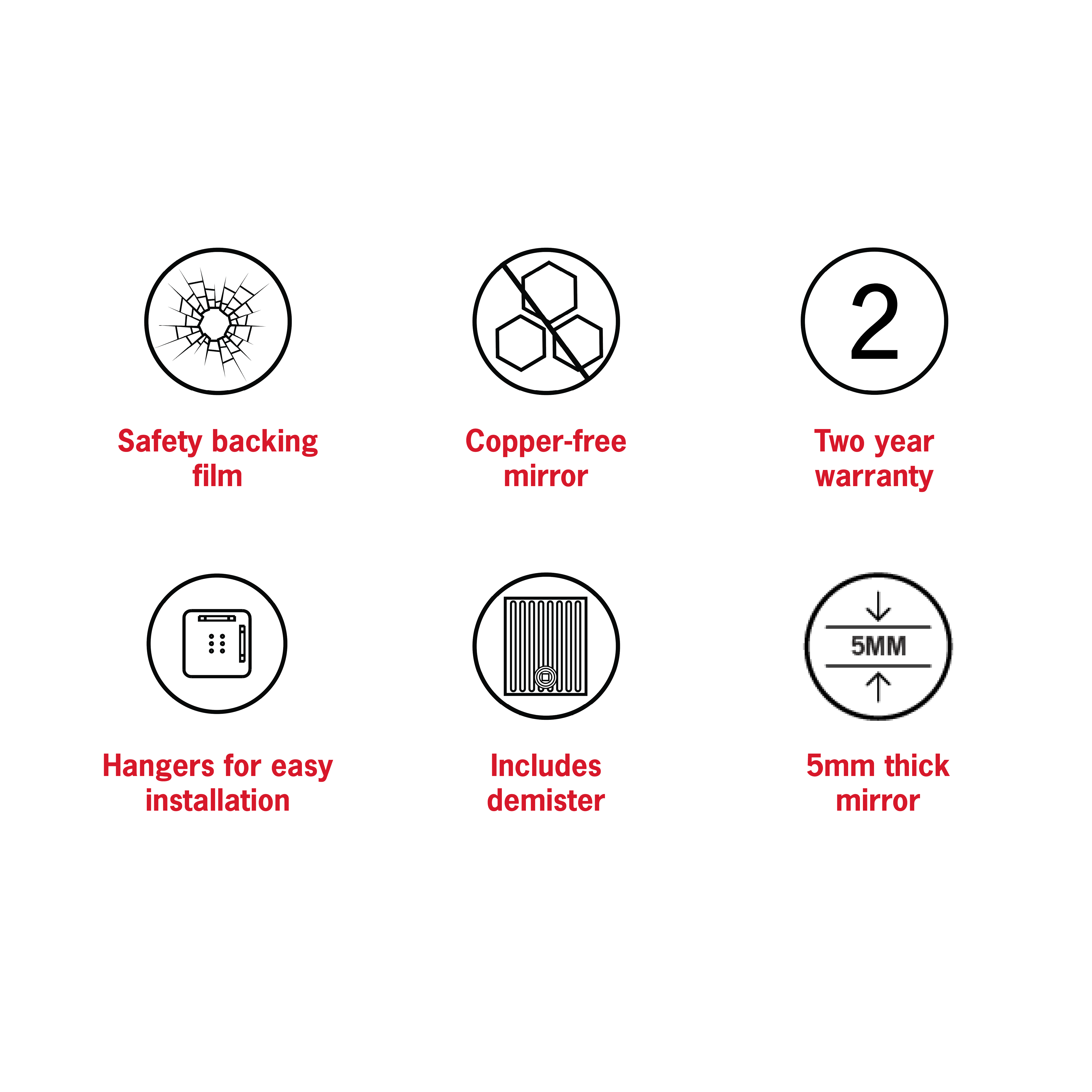 Montana Rectangle 25mm Bevel Edge Mirror - 900x900mm with Hangers and Demister