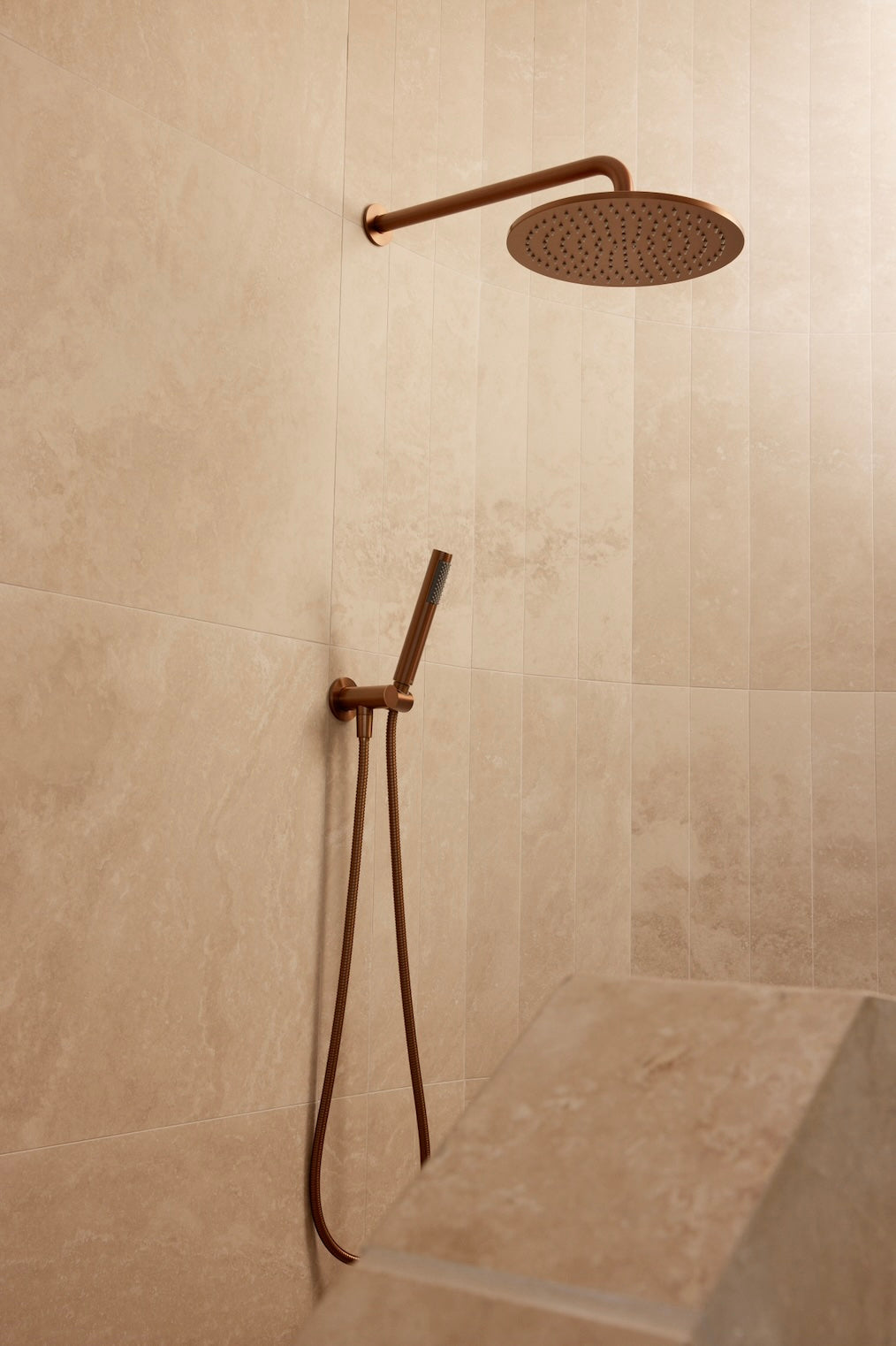Round Shower on Bracket - Lustre Bronze