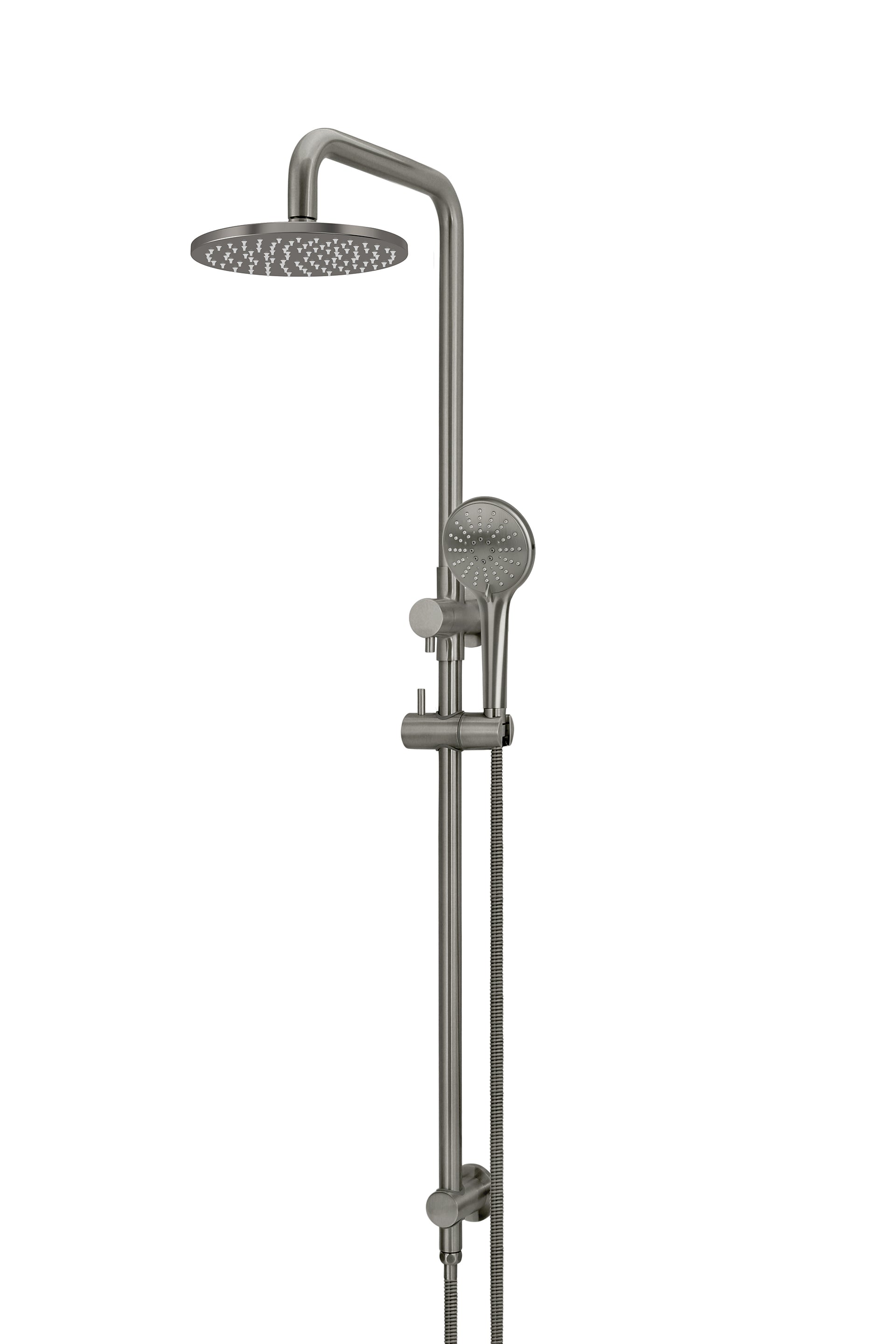 Round Combination Shower Rail 200mm Rose, Three Function Hand Shower - Shadow Gunmetal