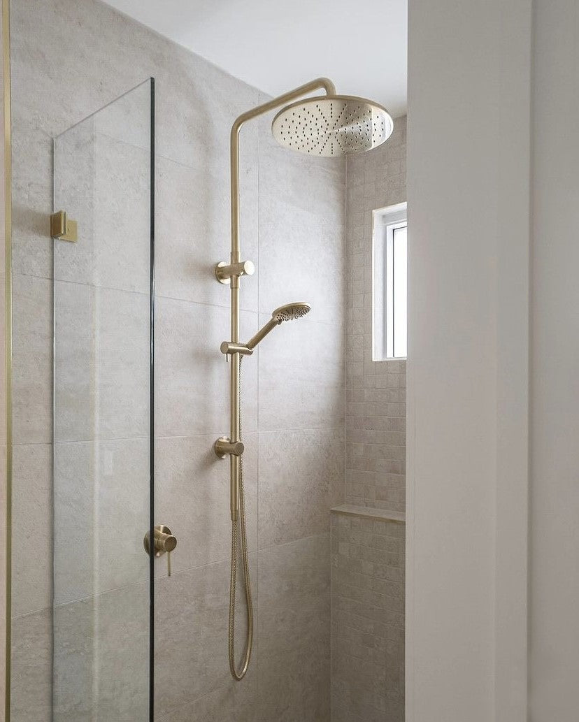 Round Combination Shower Rail 300mm Rose, Three Function Hand Shower - PVD Tiger Bronze