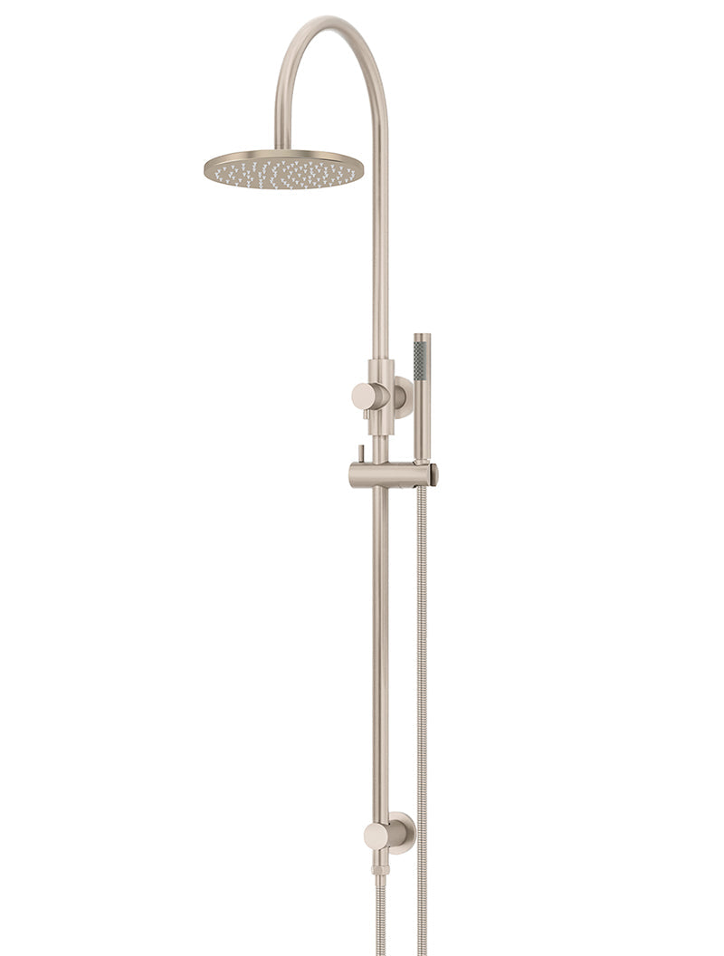 Round Gooseneck Shower Set with 200mm rose, Single-Function Hand Shower - Champagne
