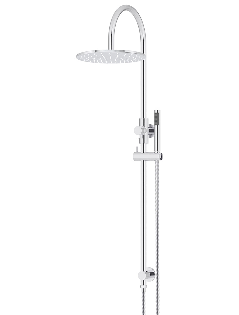 Round Gooseneck Shower Set with 300mm rose, Single-Function Hand Shower - Polished Chrome