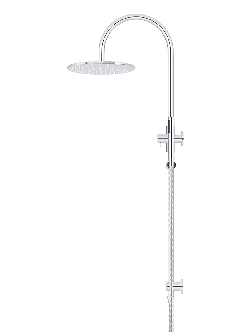 Round Gooseneck Shower Set with 300mm rose, Single-Function Hand Shower - Polished Chrome