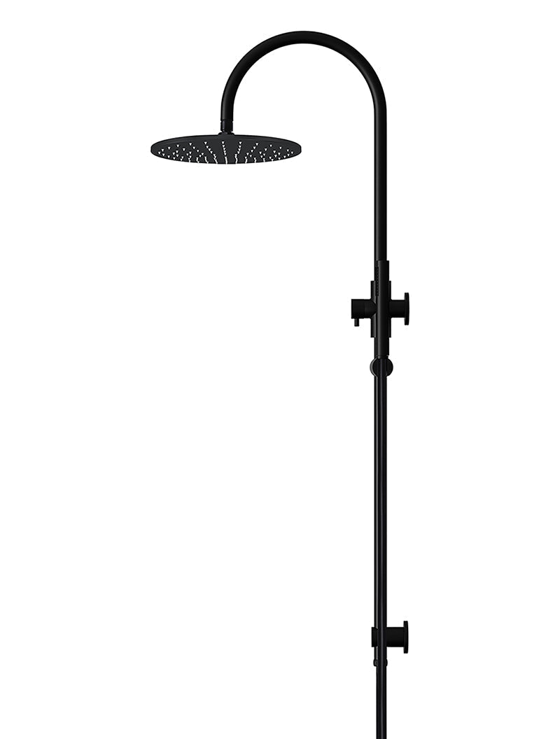Round Gooseneck Shower Set with 300mm rose, Single-Function Hand Shower - Matte Black