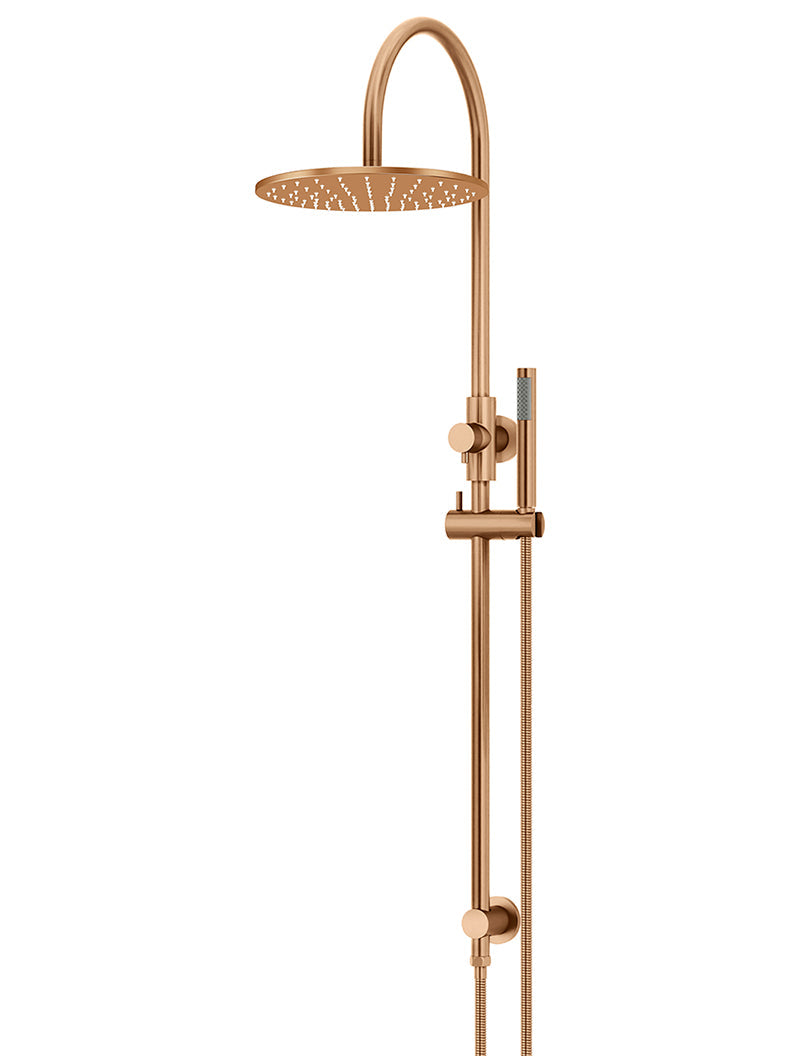 Round Gooseneck Shower Set with 300mm rose, Single-Function Hand Shower - Lustre Bronze