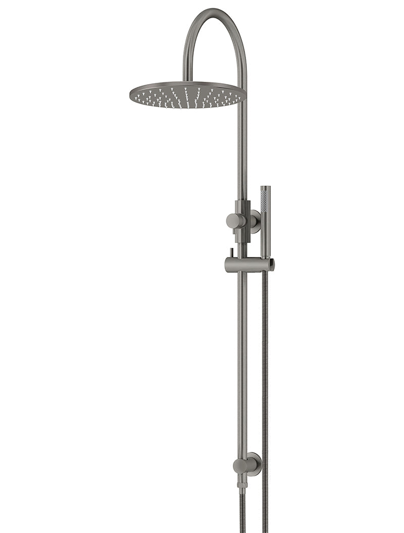 Round Gooseneck Shower Set with 300mm rose, Single-Function Hand Shower - Shadow Gunmetal