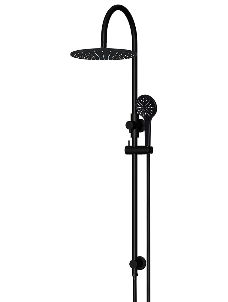 Round Gooseneck Shower Set with 300mm rose, Three-Function Hand Shower - Matte Black