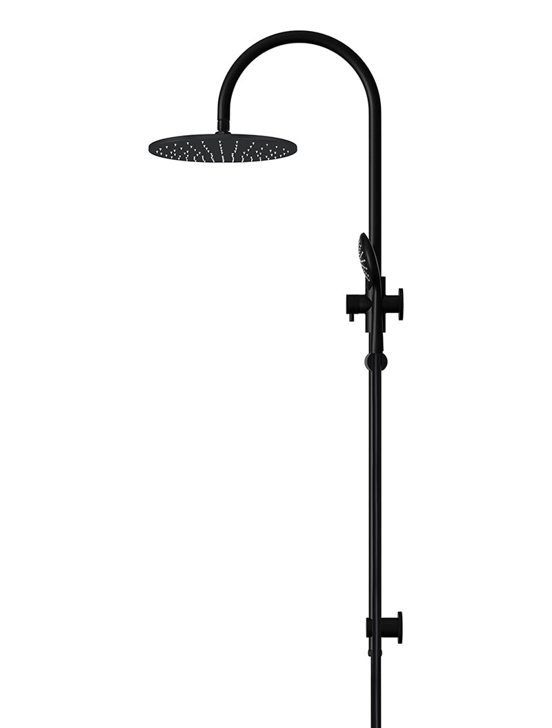 Round Gooseneck Shower Set with 300mm rose, Three-Function Hand Shower - Matte Black