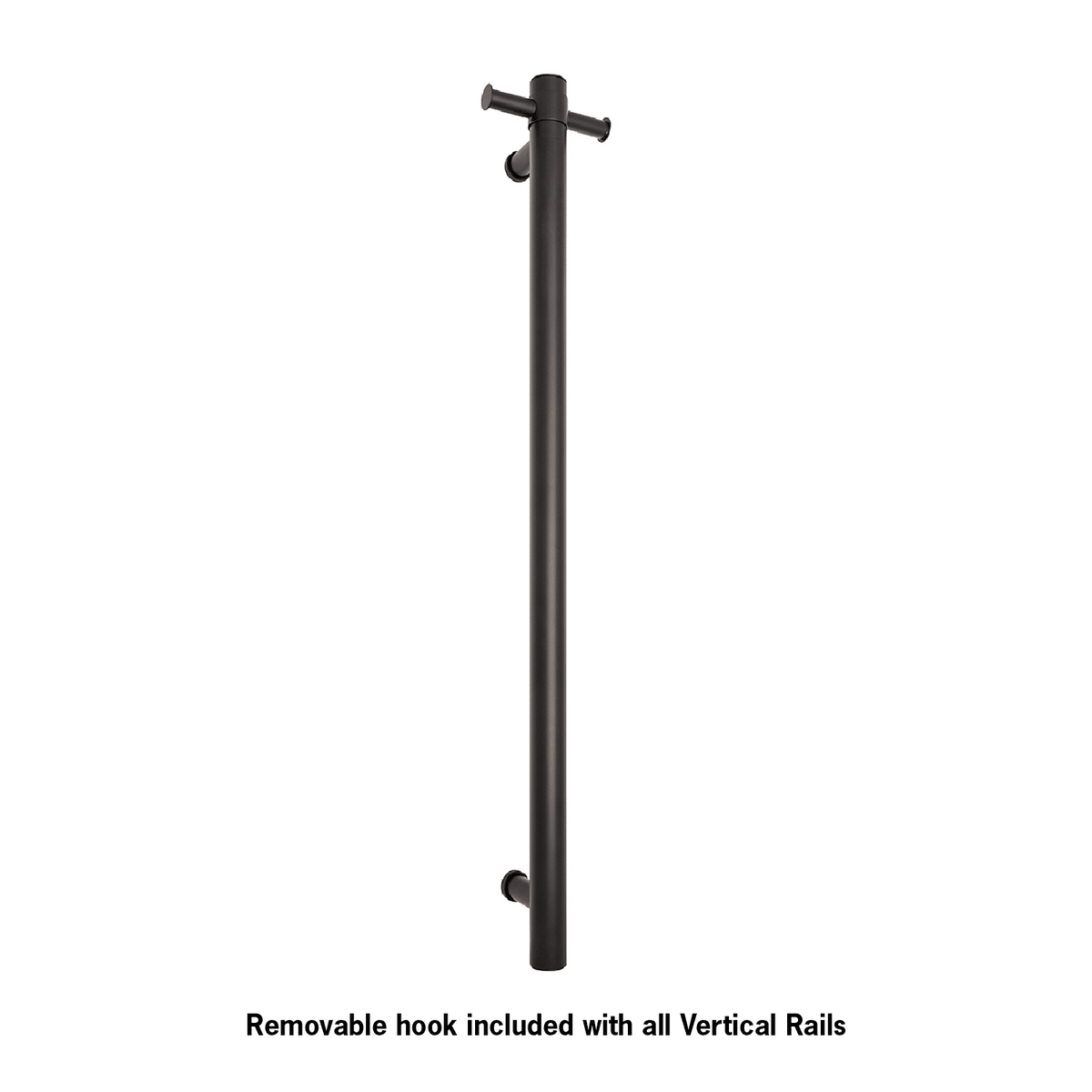 Thermorail Straight/Round 12Volt Vertical Bar 900X142X100Mm 28Watts With Optional Hook - Matt Black
