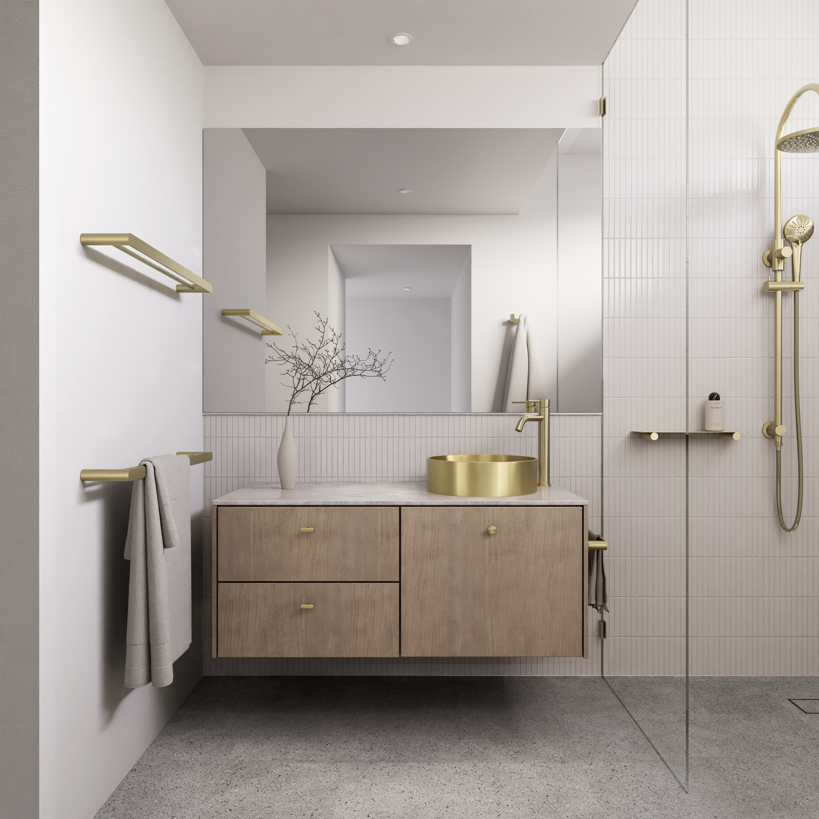 Curvaé Shower Shelf 400mm - PVD Tiger Bronze