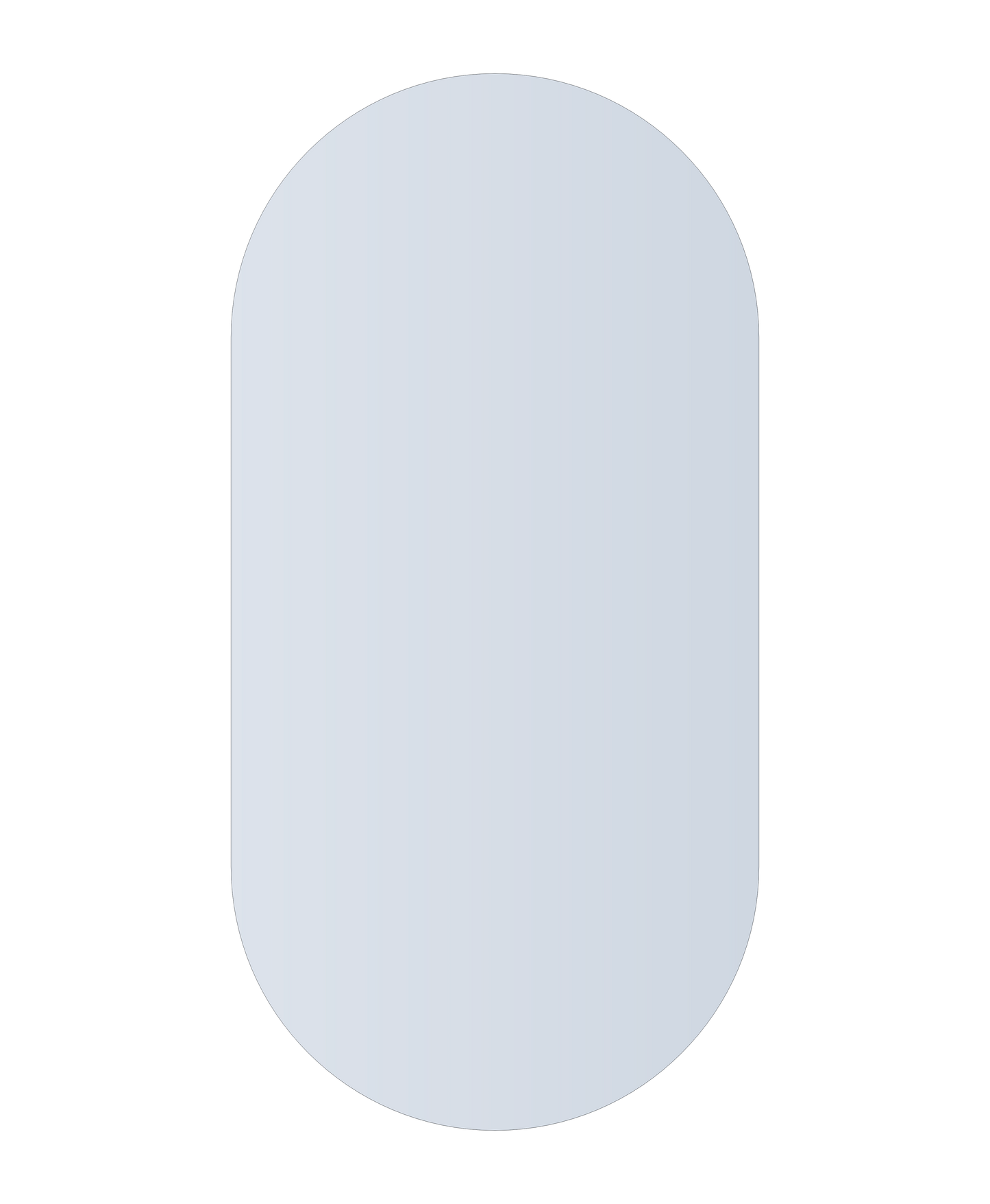 Duke Polished Edge Pill Mirror 600X1200Mm Glue-To-Wall
