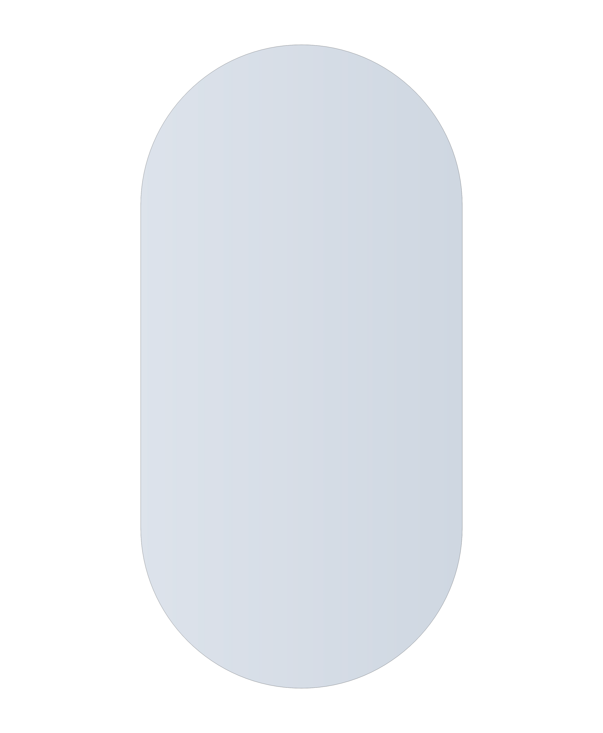Duke Polished Edge Pill Mirror 600X1200Mm Glue-To-Wall
