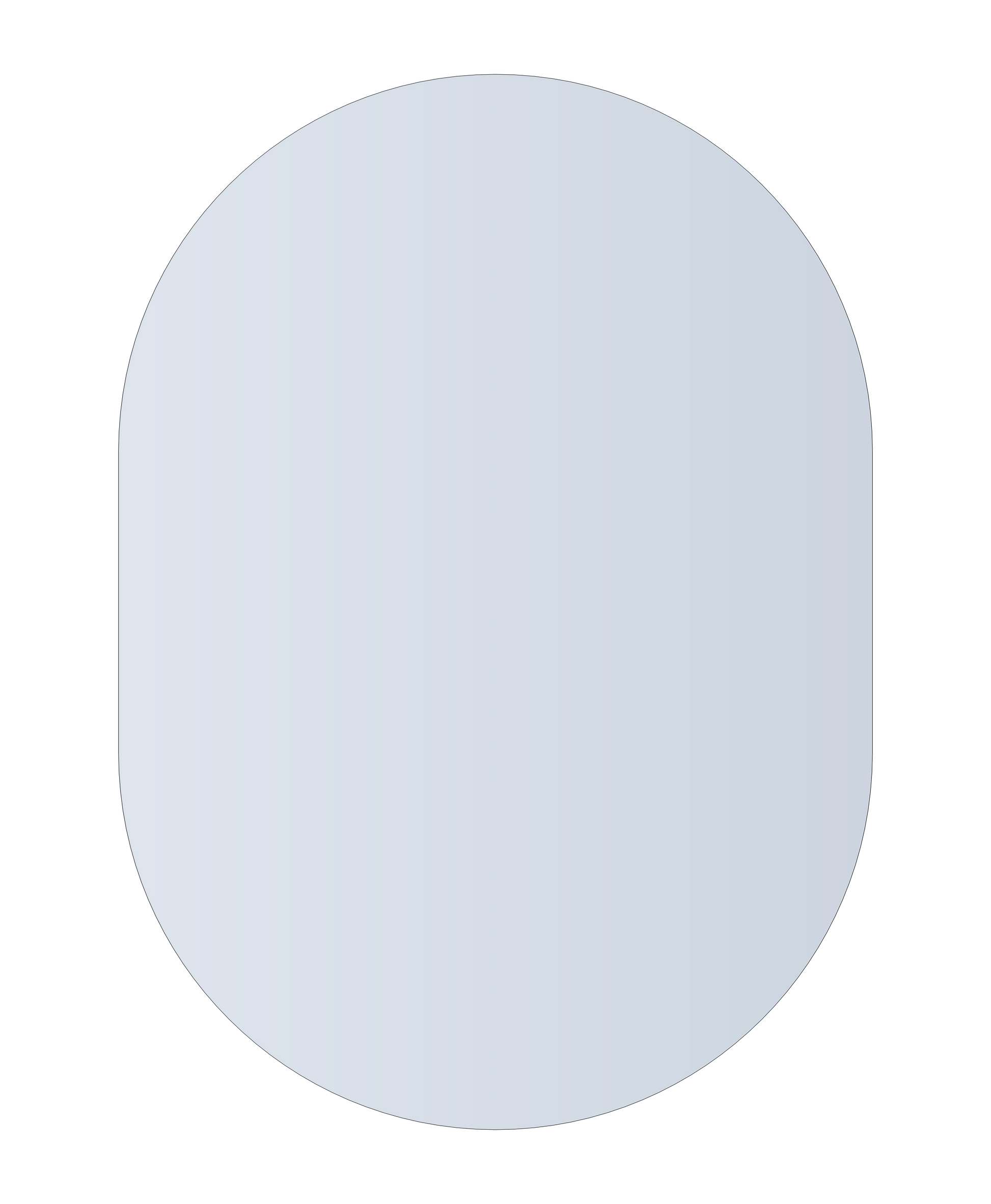 Duke Polished Edge Pill Mirror 500X700Mm Glue-To-Wall