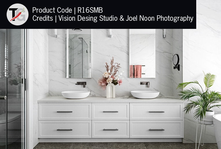 1 & 5x Magnification Matt Black Wall Mounted Shaving Mirror, 200mm Diameter