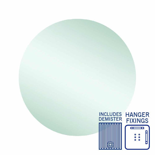 Rio Polished Edge Round Mirror - 700Mmø With Hangers And Demister