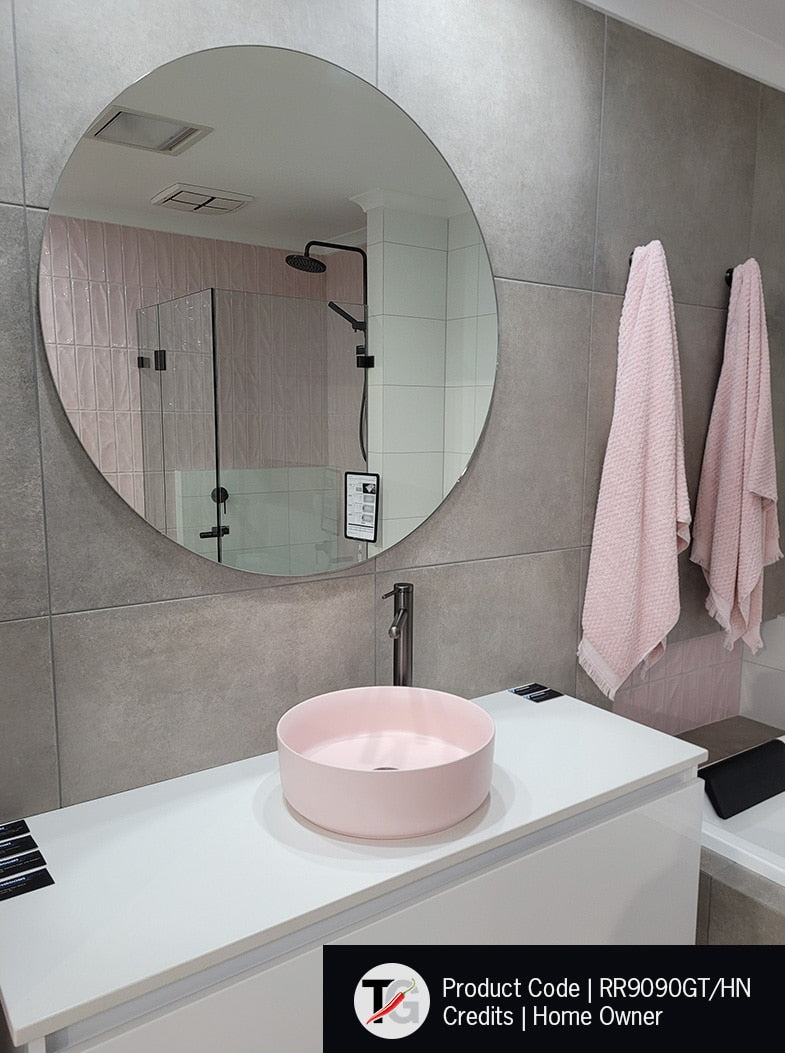 Rio Polished Edge Round Mirror - 900mmØ Glue-to-Wall and Demister