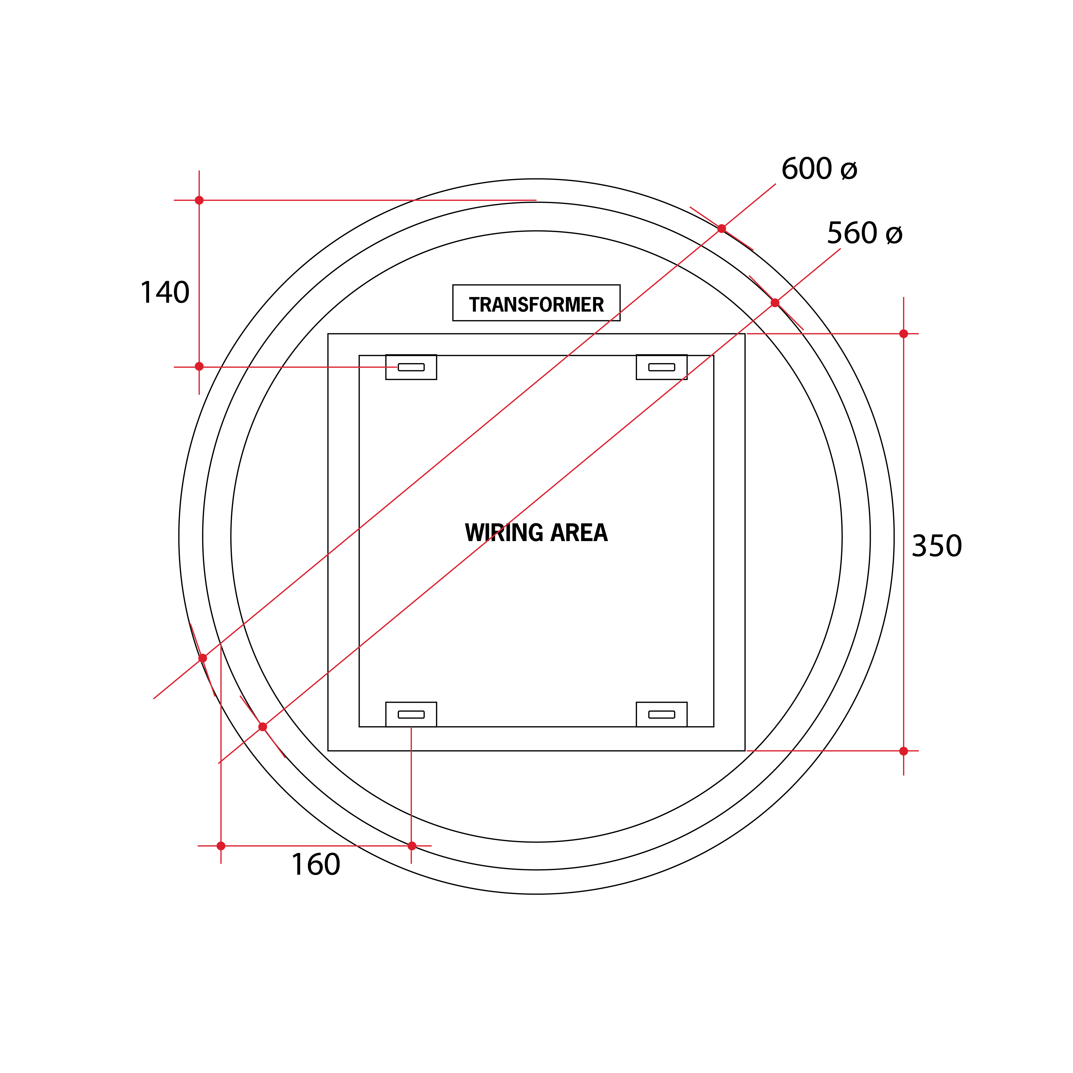 Backlit Round Mirror With Warm Light 600mmØ 37Watts - Includes Mirror Demister