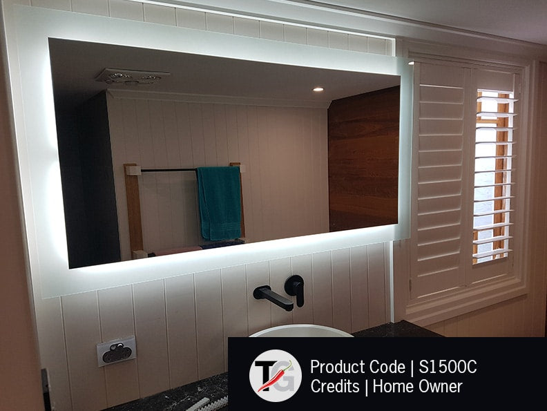 Backlit Rectangular Mirror Without Border Cool 1500x800x45mm 111Watts - Includes Mirror Demister