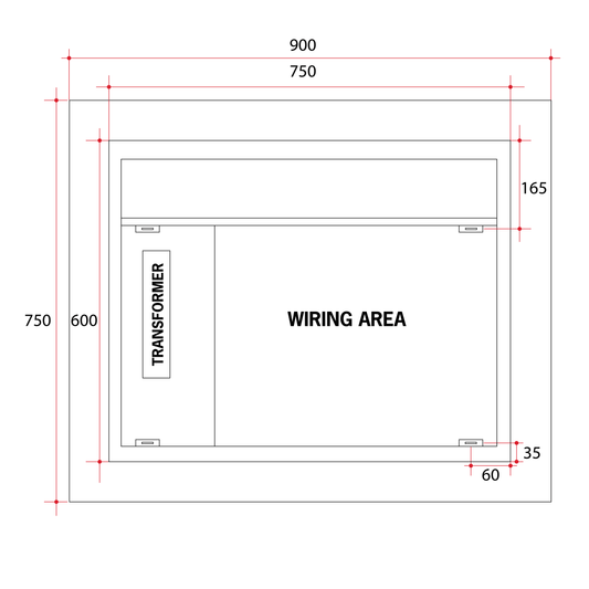 Backlit Rectangular Mirror Without Border Cool 900x750x45mm 57Watts - Includes Mirror Demister