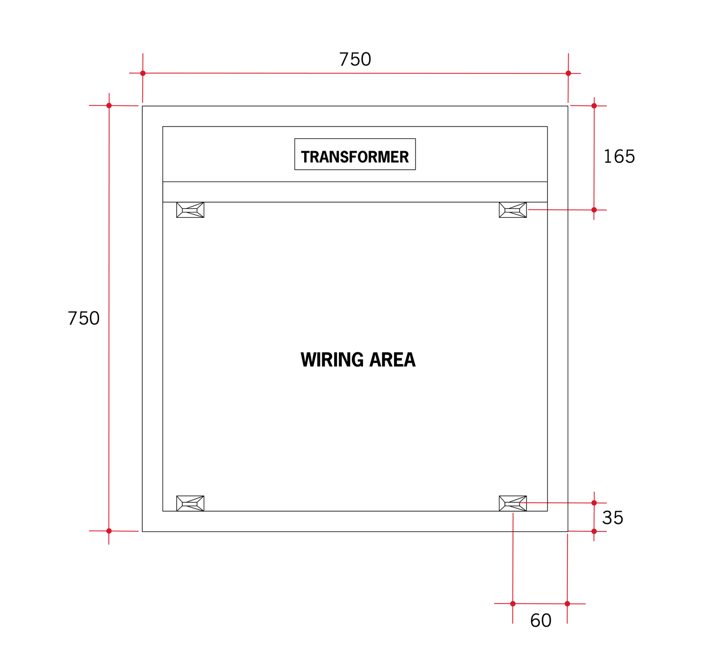 Backlit Square Mirror Without Border Cool 900x900x45mm 83Watts - Includes Mirror Demister