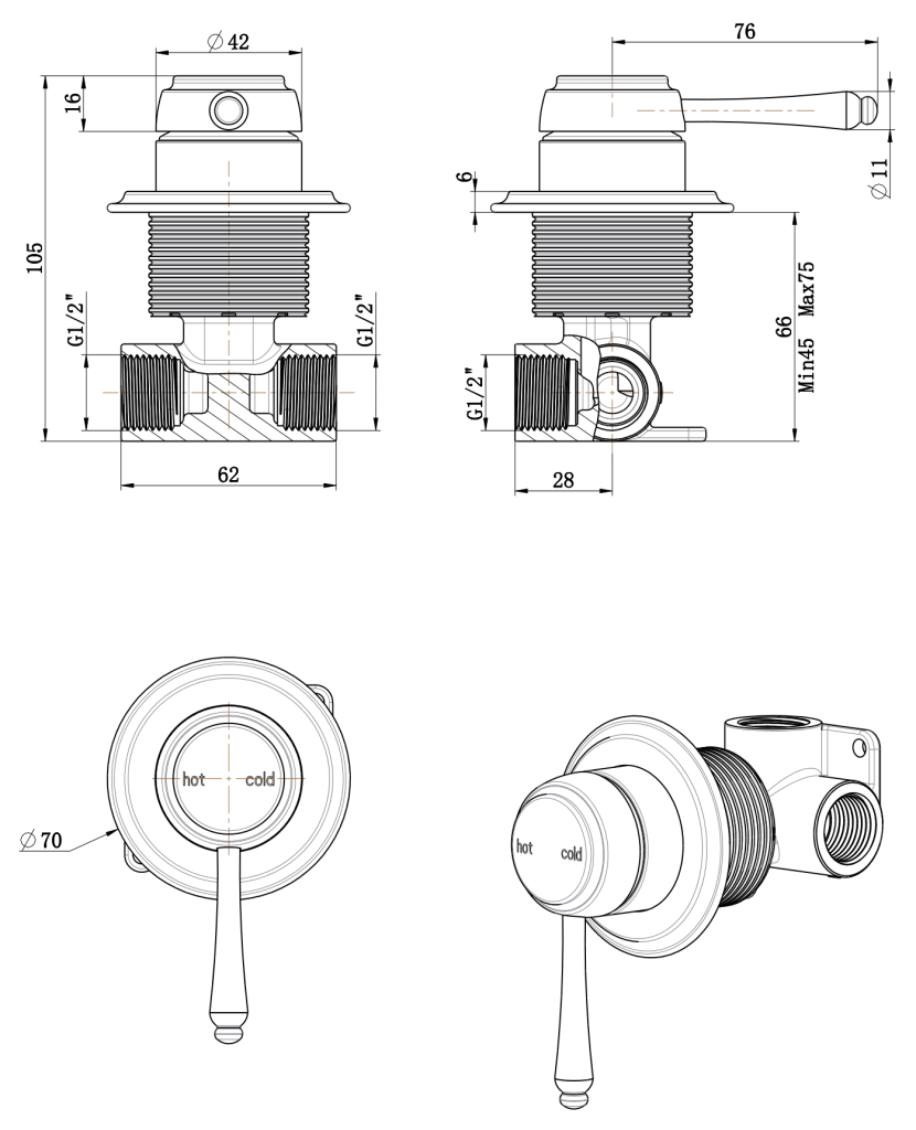 Mica Heritage Shower Mixer - TRIM KIT ONLY