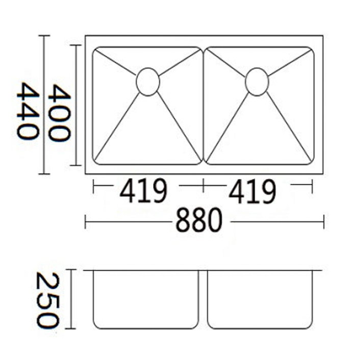 Luminare Sink 880 x 440mm - Double Bowl