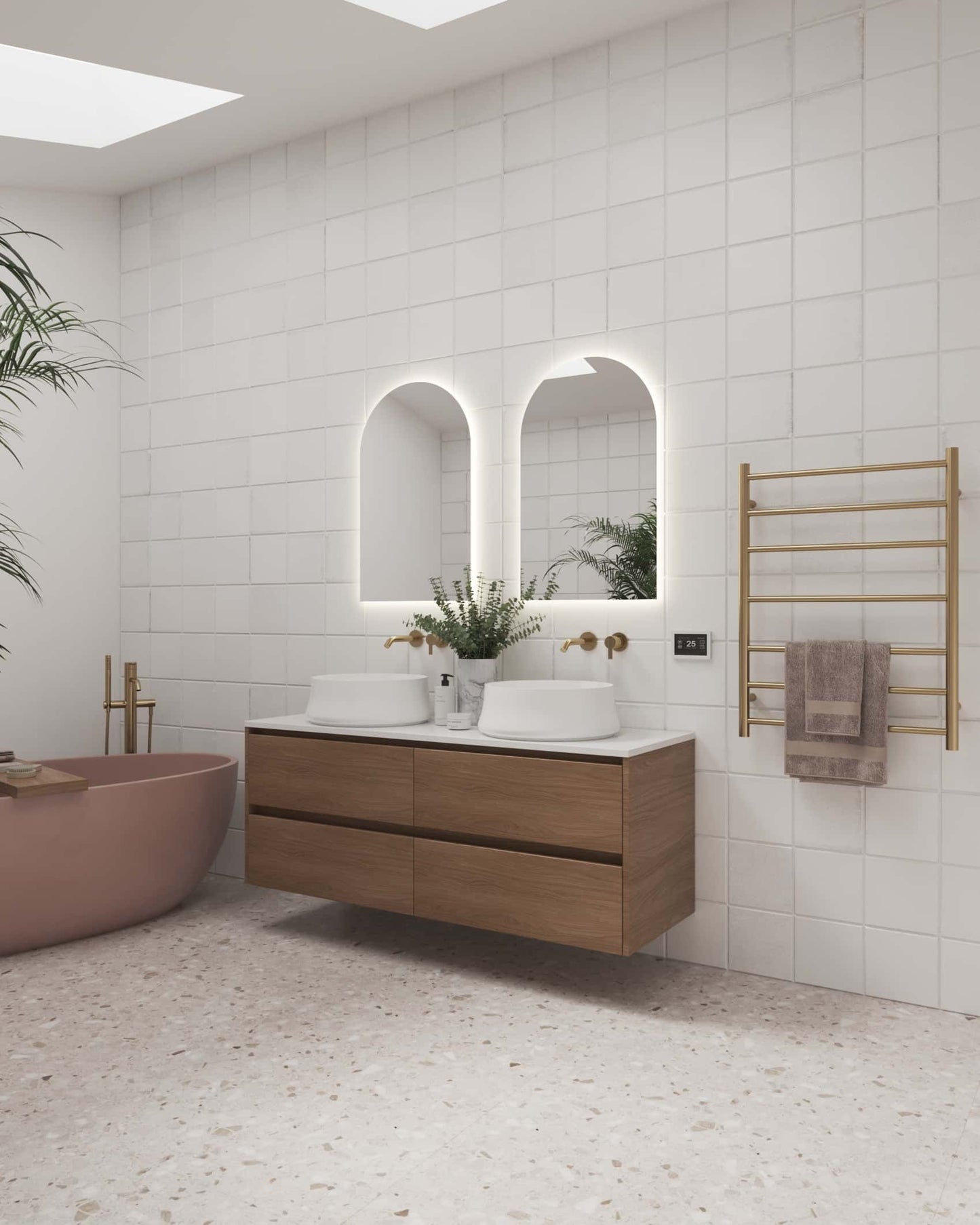 Backlit Arch Shape Mirror with Cool Light 500x800x45mm 47Watts - Includes Mirror Demister